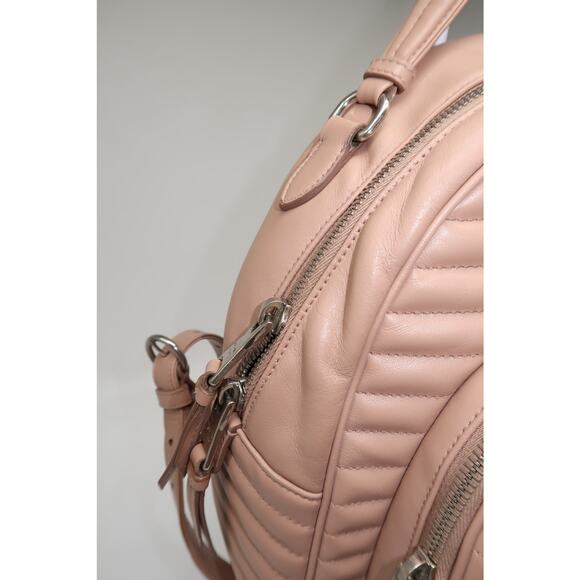 Prada Milano Diagramme Leather Logo Accent Zip-Around Backpack Pink - Picture 7 of 16